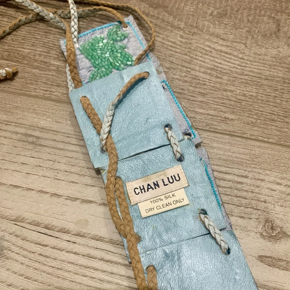 Chan Luu Floral Beaded Belt - Lt Blue - Picture 5 of 11